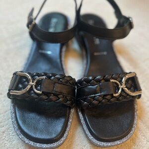 Ron White-black Viola Woven Nappa Sandal